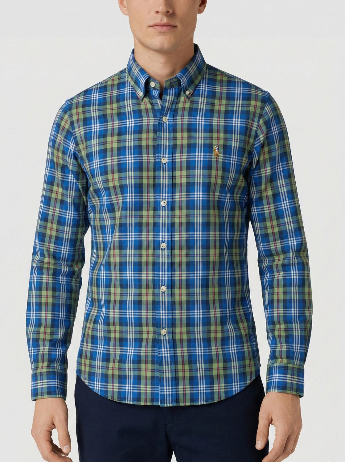Camisa Xadrez Americano Azul e Verde Polo Ralph Lauren