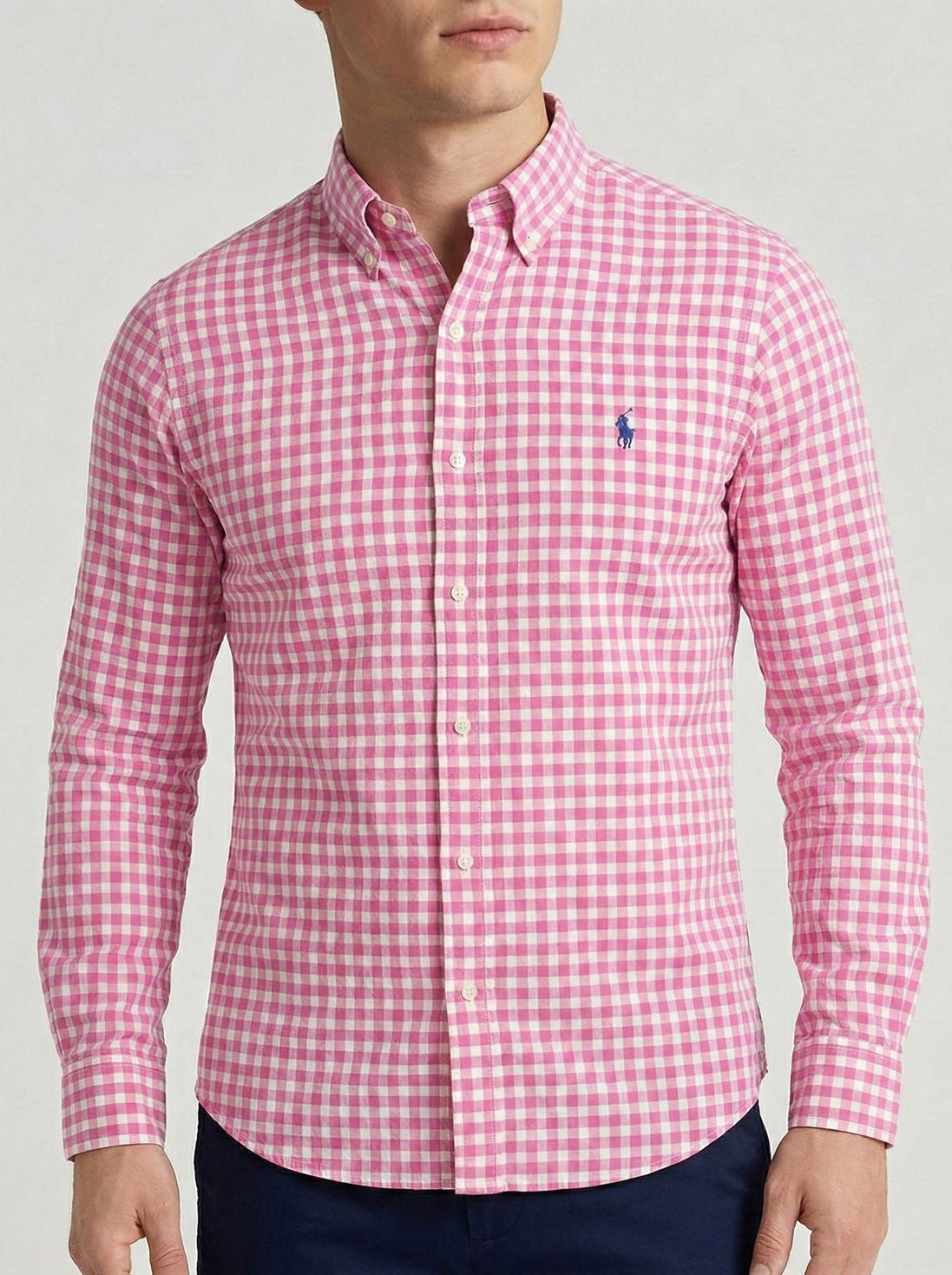 Camisa Manga Longa Xadrez Rosa Polo Ralph Lauren