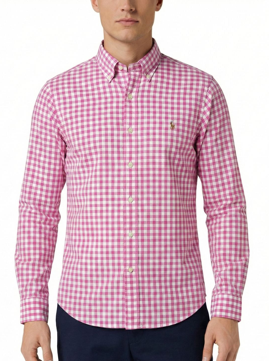 Camisa Xadrez Manga Longa Rosa Ponei Colorido Polo Ralph Lauren