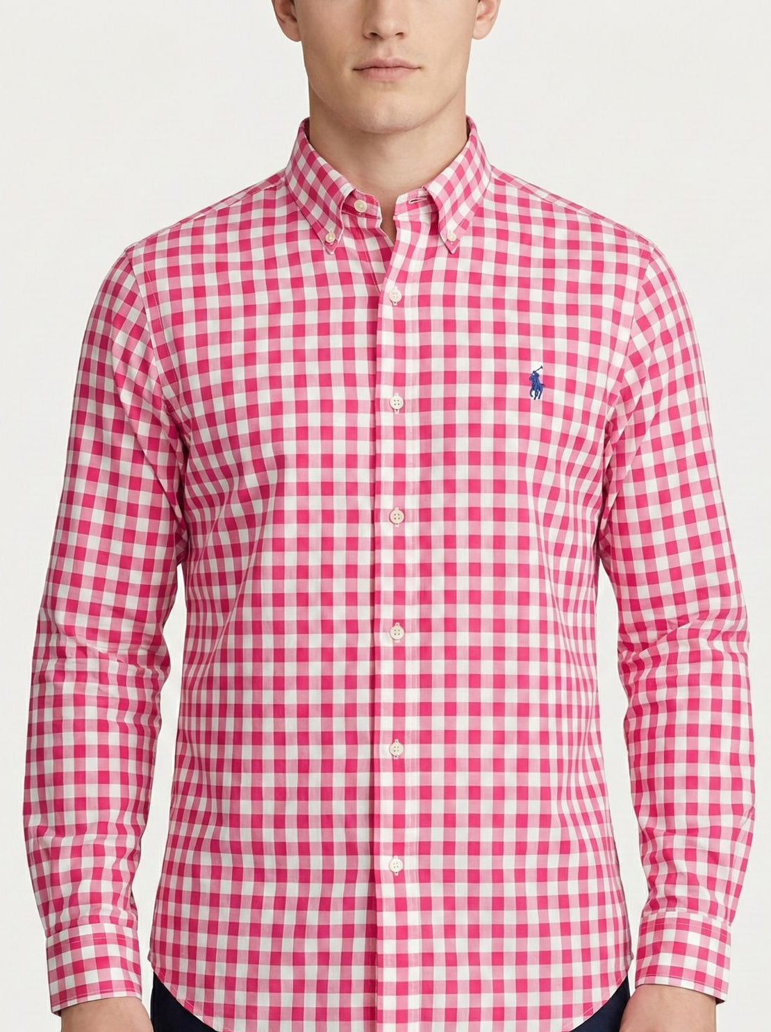Camisa Manga Longa Xadrez Rosa Polo Ralph Lauren