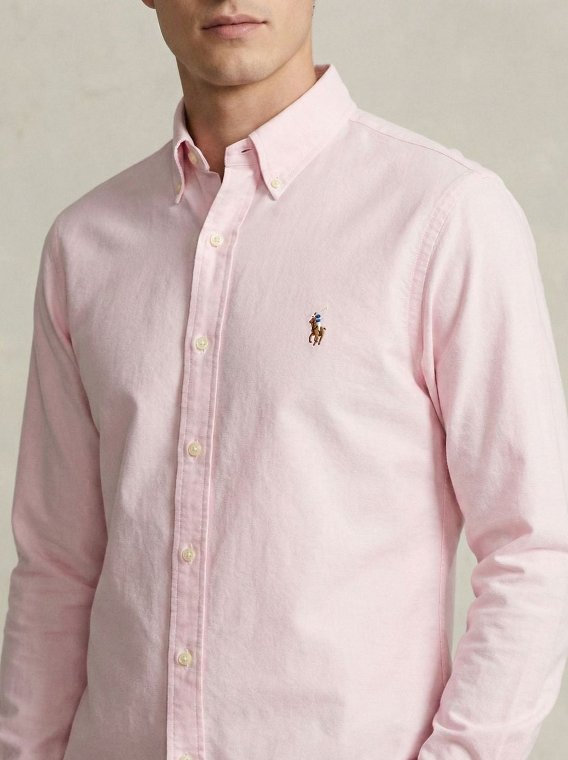 Camisa Manga Longa Lisa Rosa Claro Polo Ralph Lauren