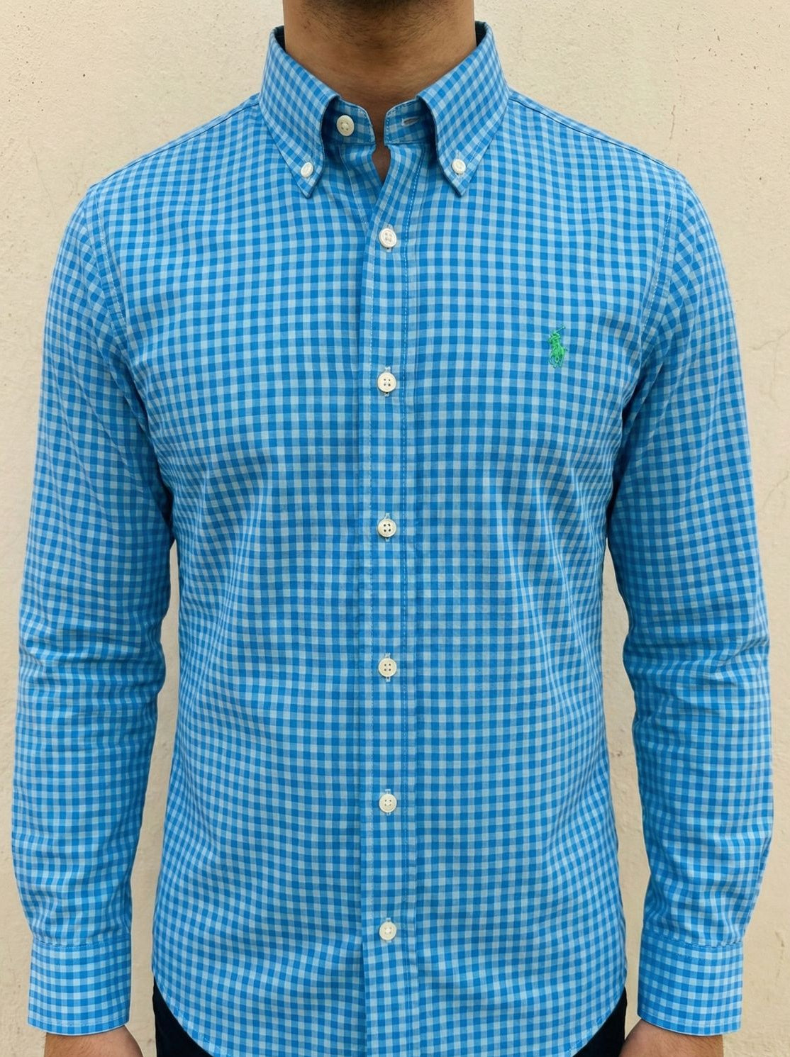 Camisa Manga Longa Xadrez Azul Polo Ralph Lauren