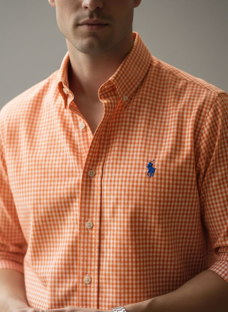 Camisa Manga Longa Laranja Polo Ralph Lauren