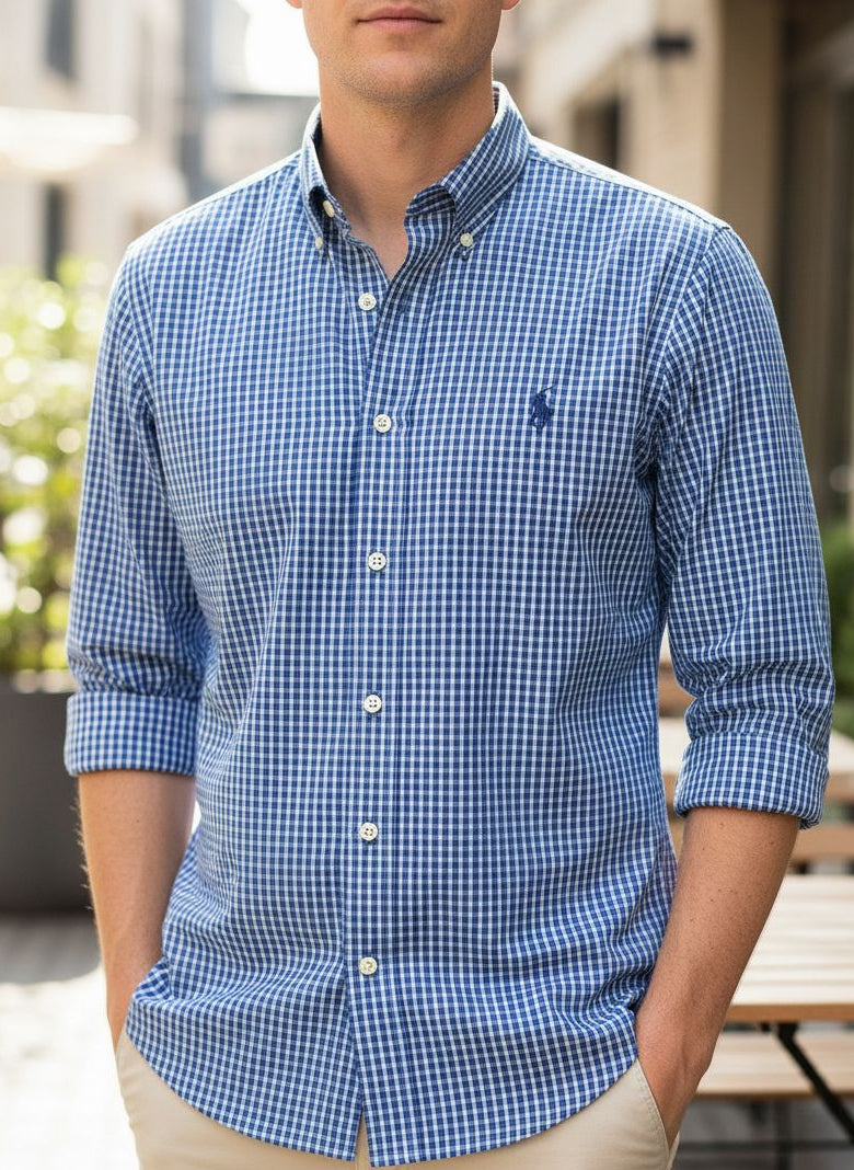 Camisa Manga Longa Azul Polo Ralph Lauren