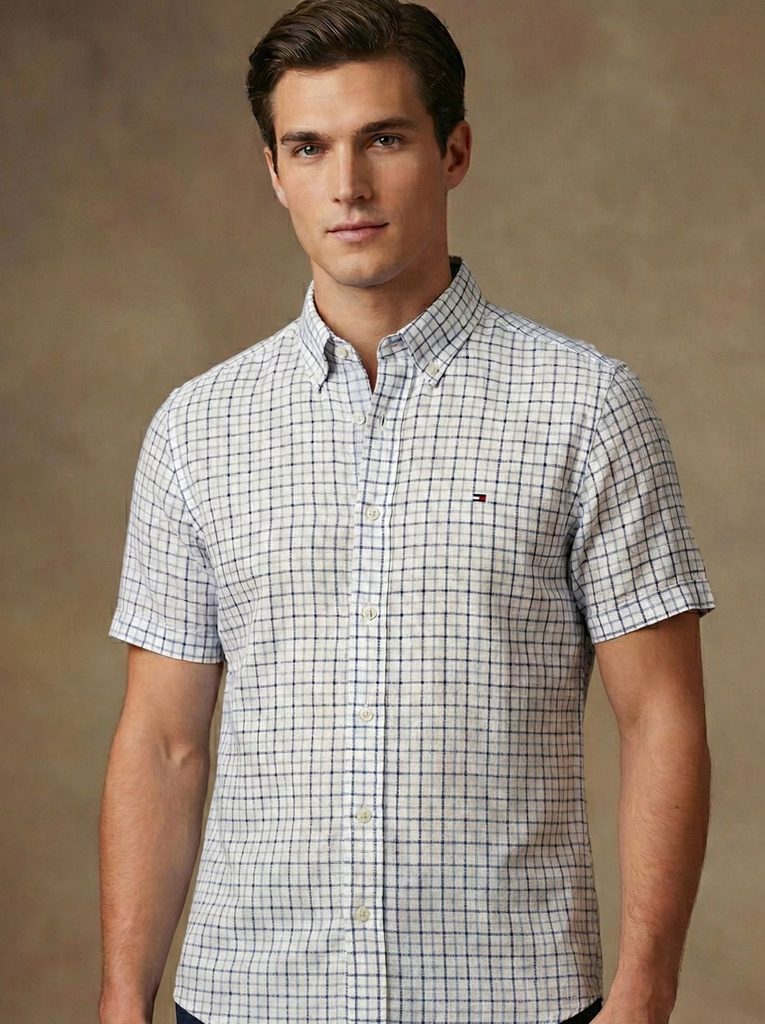 Camisa Manga Curta Xadrez Tommy Hilfiger