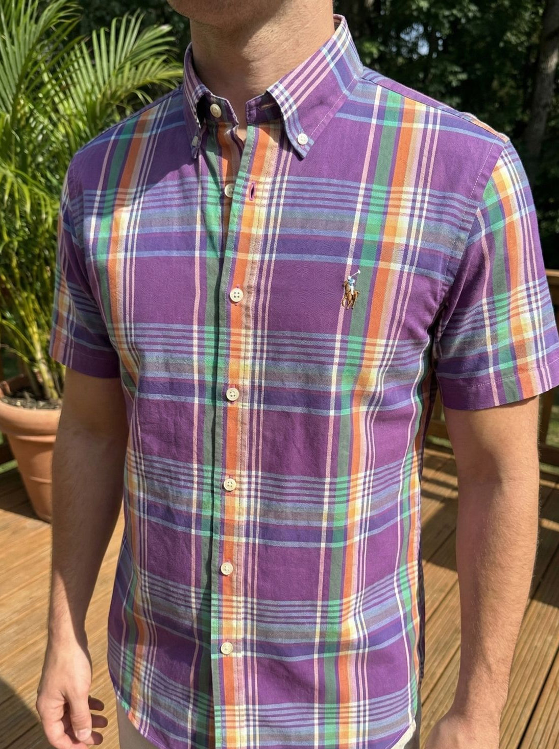 Camisa Manga Curta Americana Roxa Polo Ralph Lauren