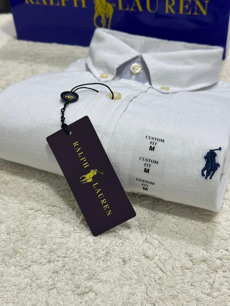 Camisa Manga Curta Branca Pony Azul Polo Ralph Lauren