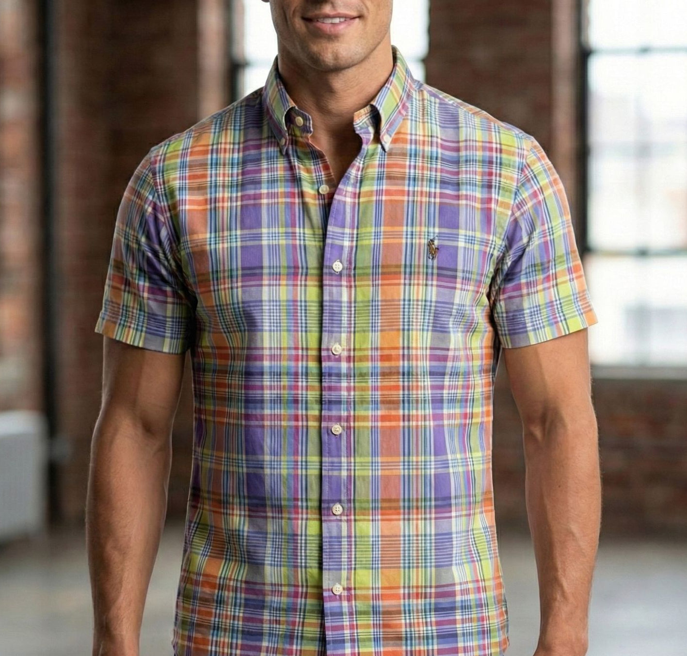 Camisaa Manga Curta Tecido Oxford Polo Ralph Lauren