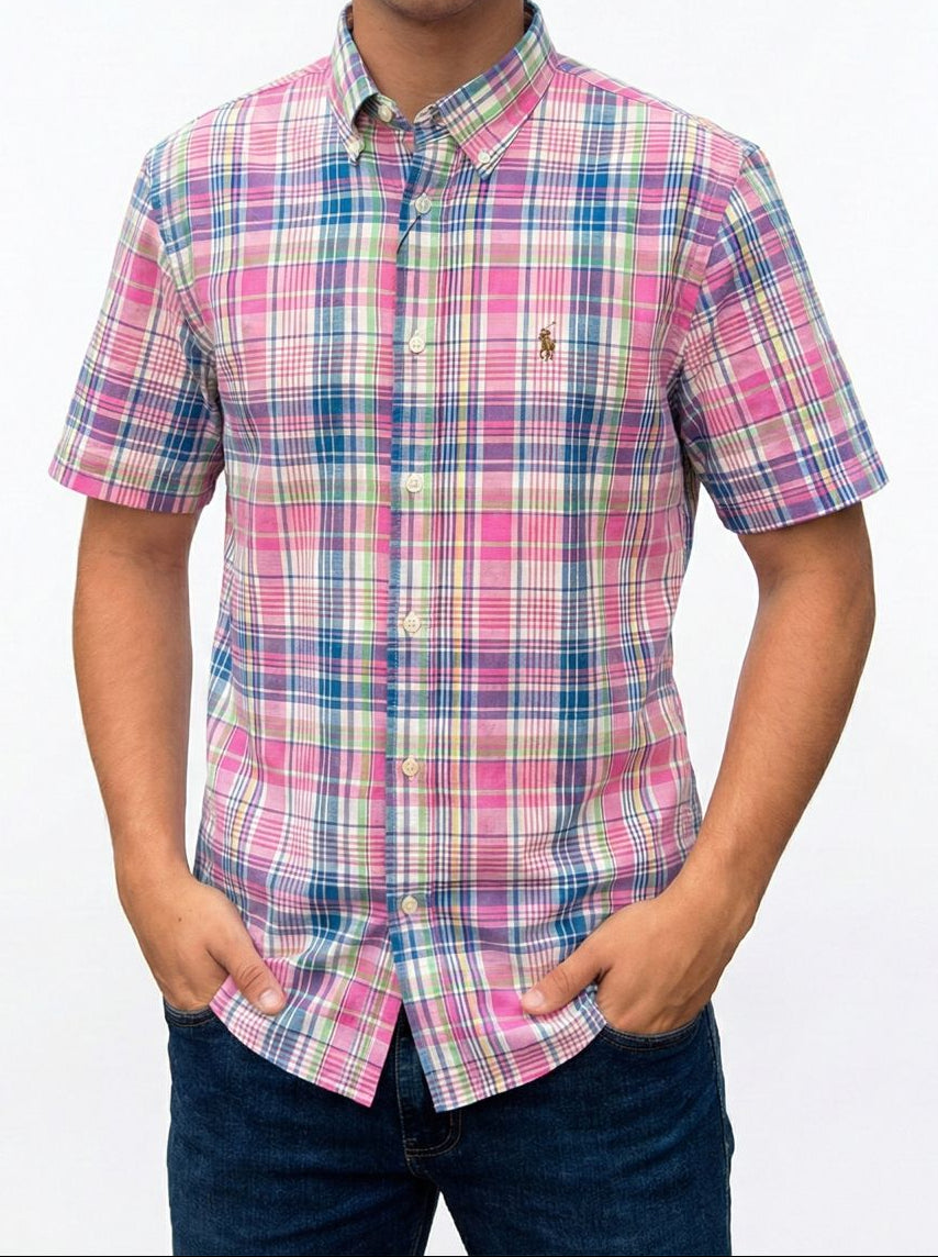 Camisa Manga Curta Oxford Americano Polo Ralph Lauren