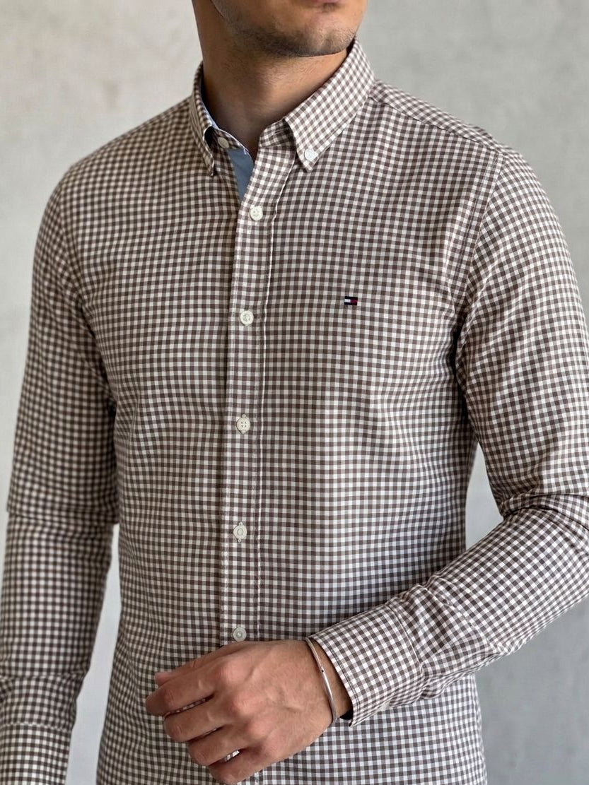 Camisa Manga Longa Tommy Hilfiger Marrom