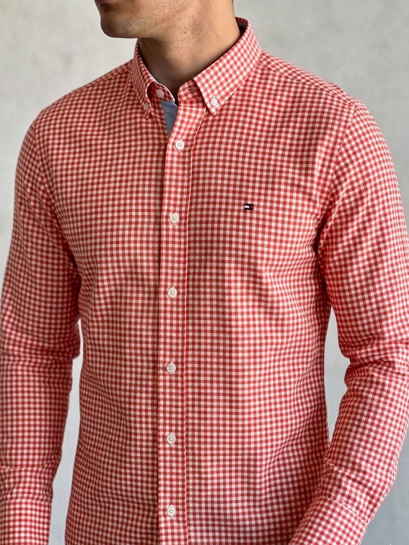 Camisa Tommy Hilfiger Manga Longa Laranja