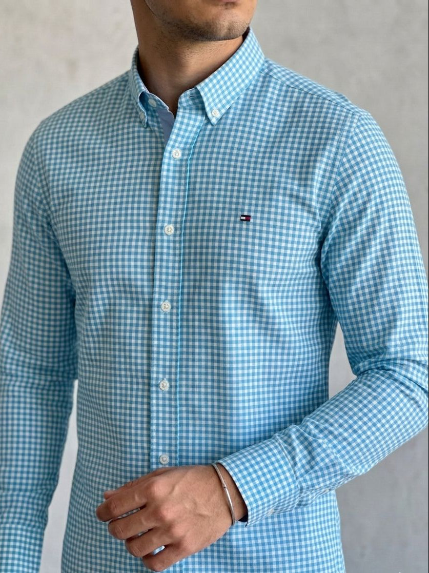 Camisa Manga Longa Tommy Hilfiger Azul Piscina