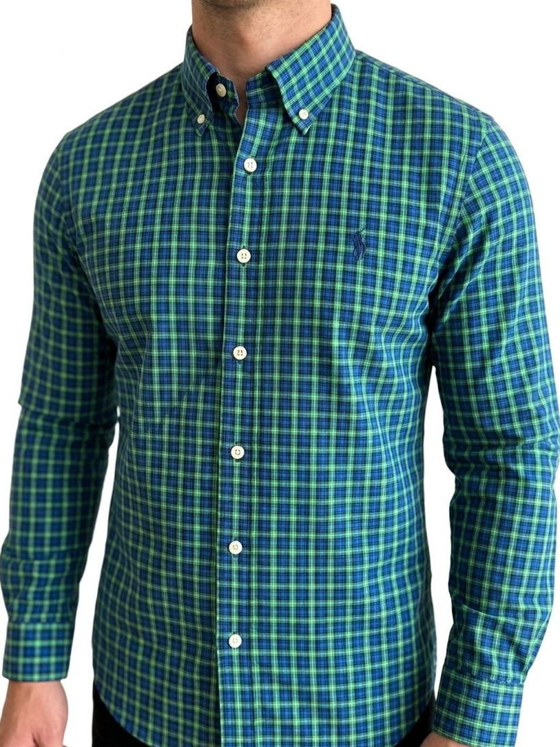 Camisa Manga Longa Polo Ralph Lauren Verde e Azul