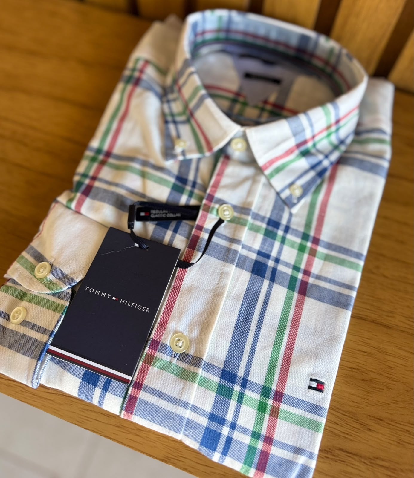 Camisa Tommy Hilfiger Manga Longa Listrada Azul