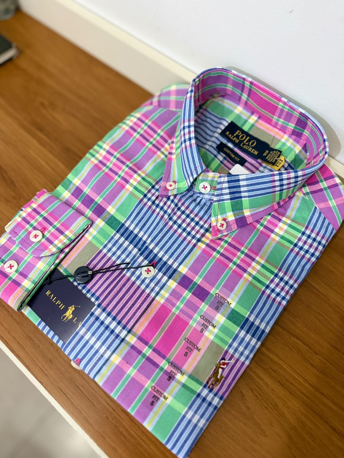 Camisa Manga Longa Xadrez Americano Rosa e Verde