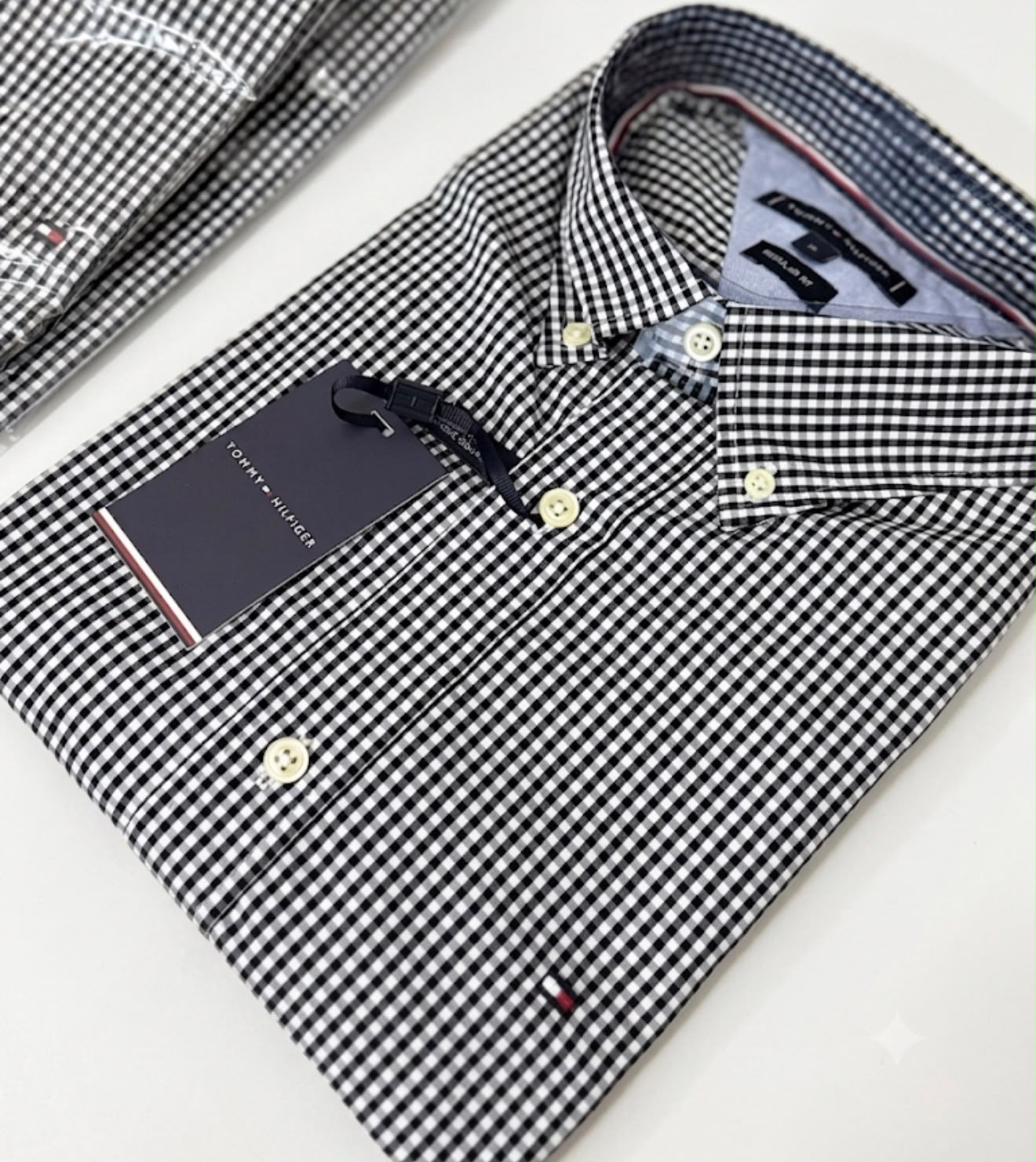 Camisa Tommy Hilfiger Manga Curta Xadrez Preto