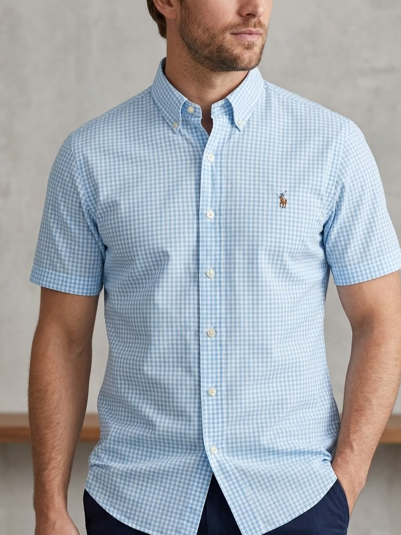 Camisa Manga Curta Polo Ralph Lauren Azul Claro