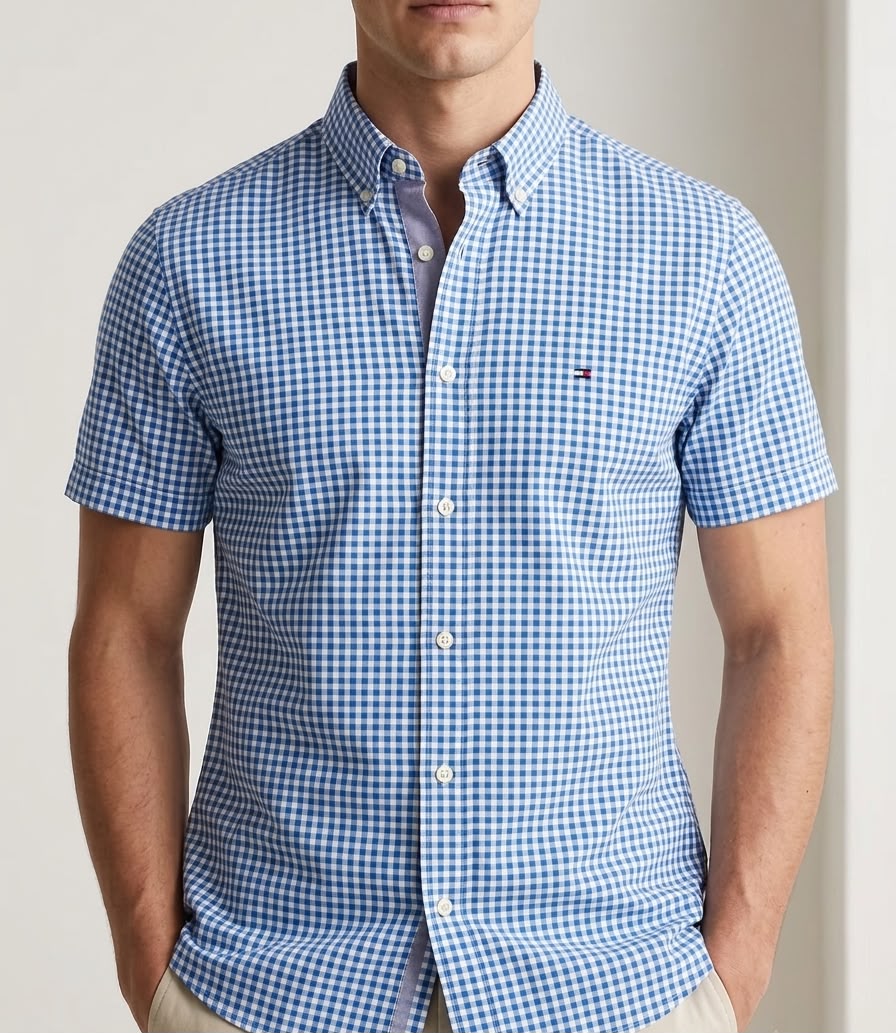 Camisa Manga Curta Tommy Hilfiger Azul