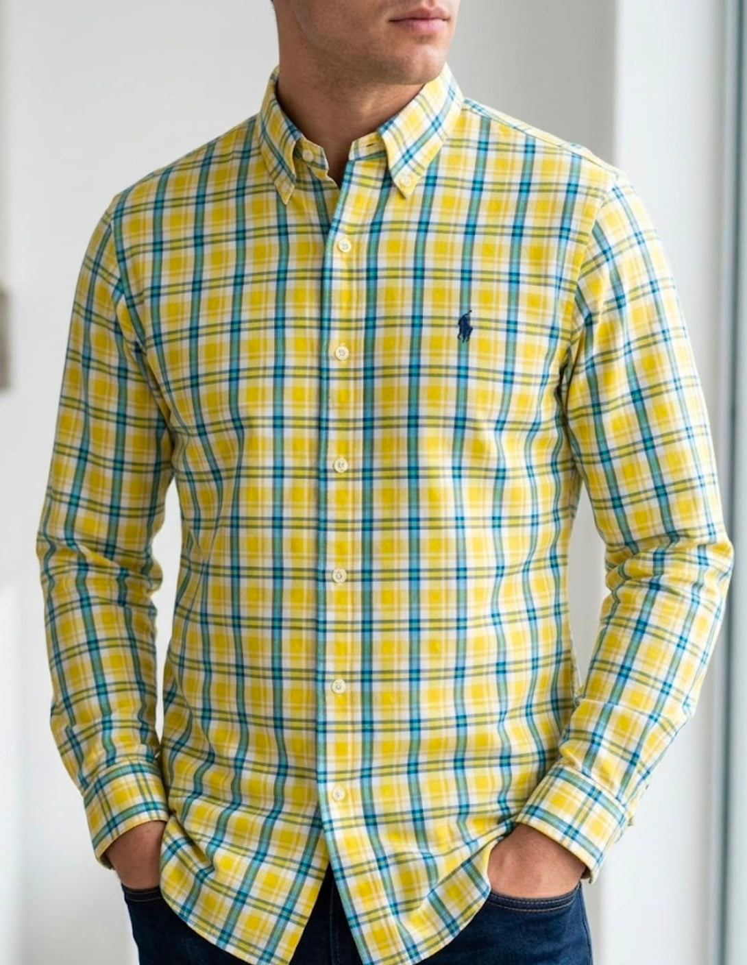 Camisa Manga Longa Polo Ralph Lauren Amarela