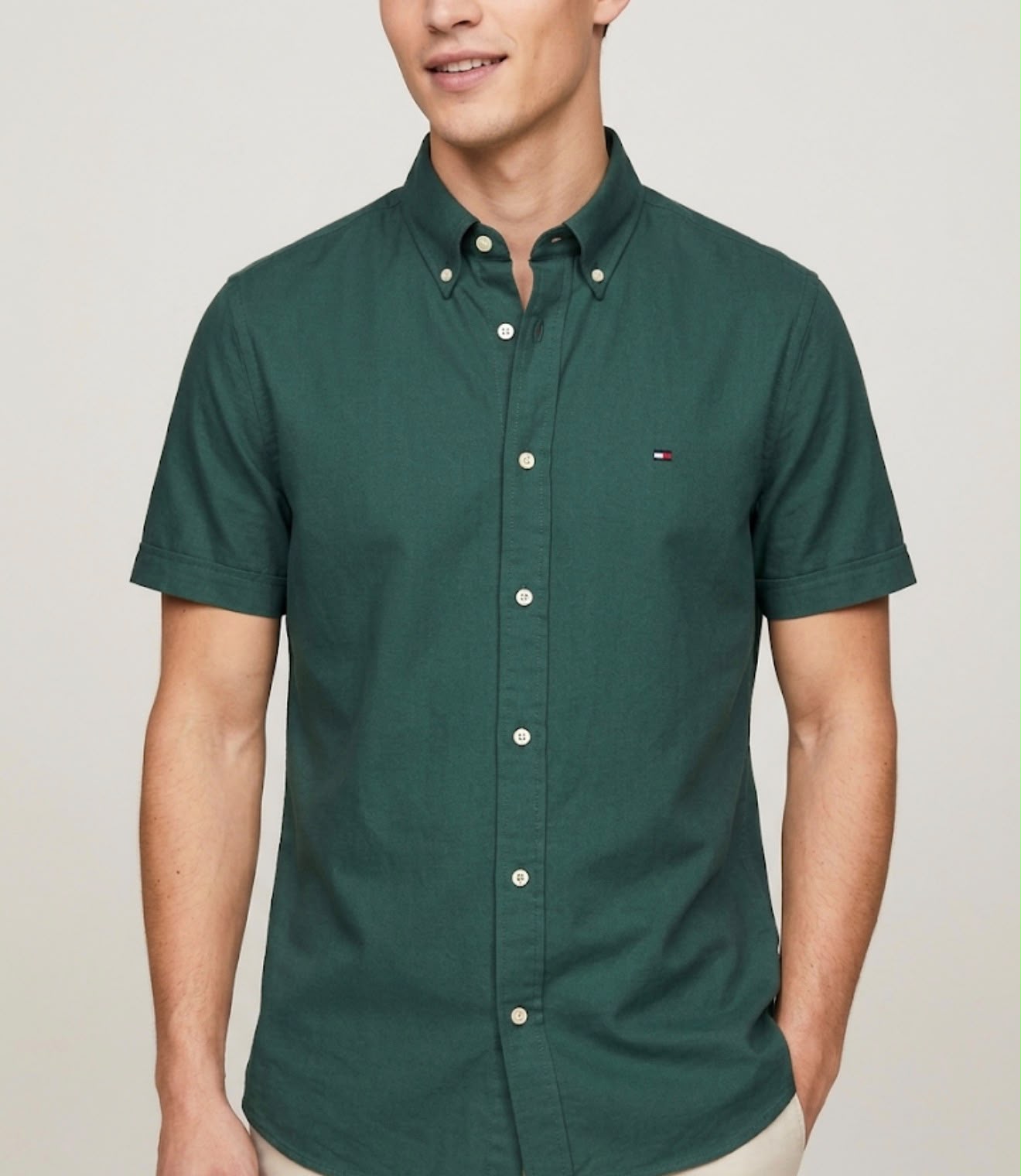 Camisa Manga Curta Tommy Hilfiger Verde Militar