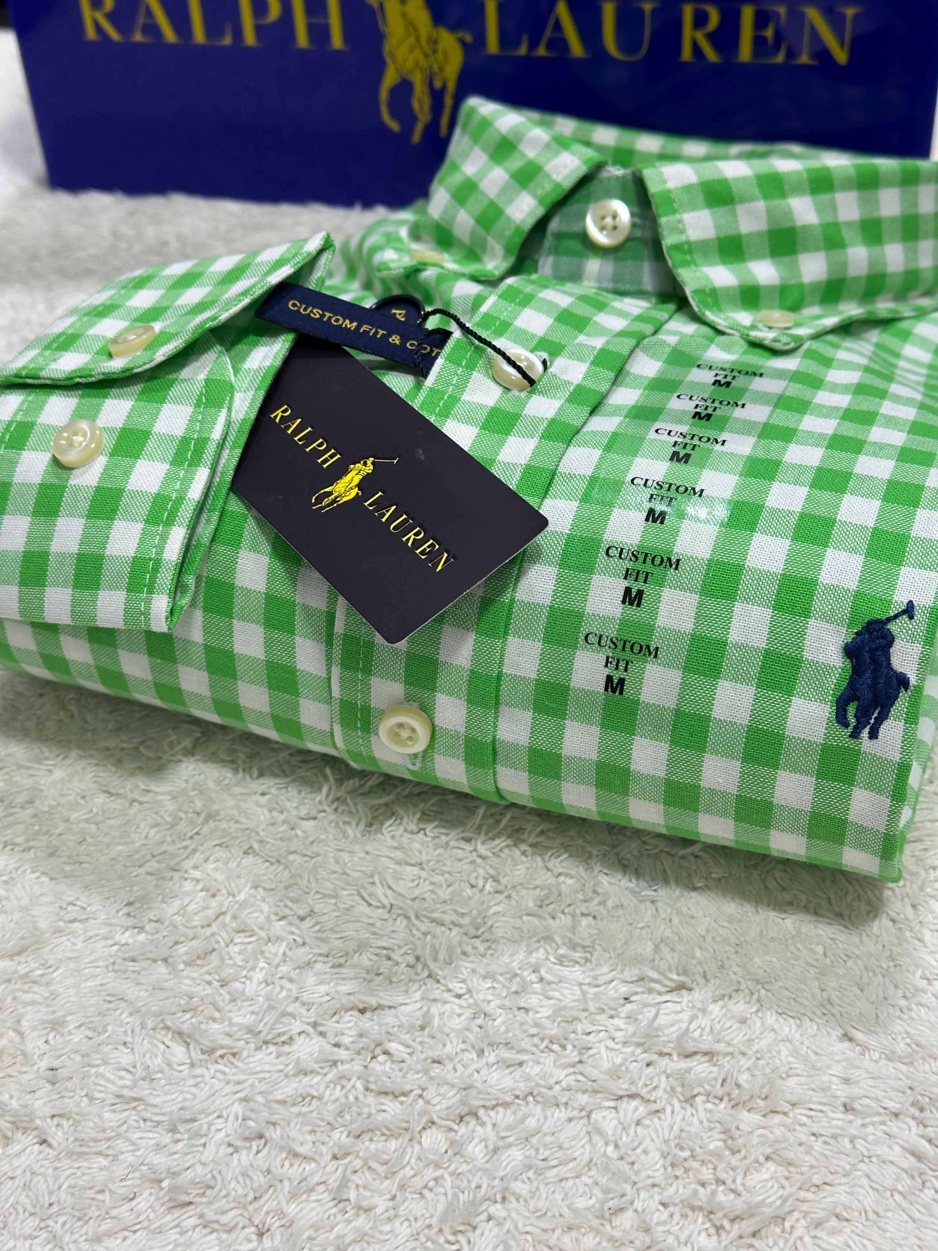 Camisa Manga Curta Verde Tecido Oxford Polo Ralph Lauren