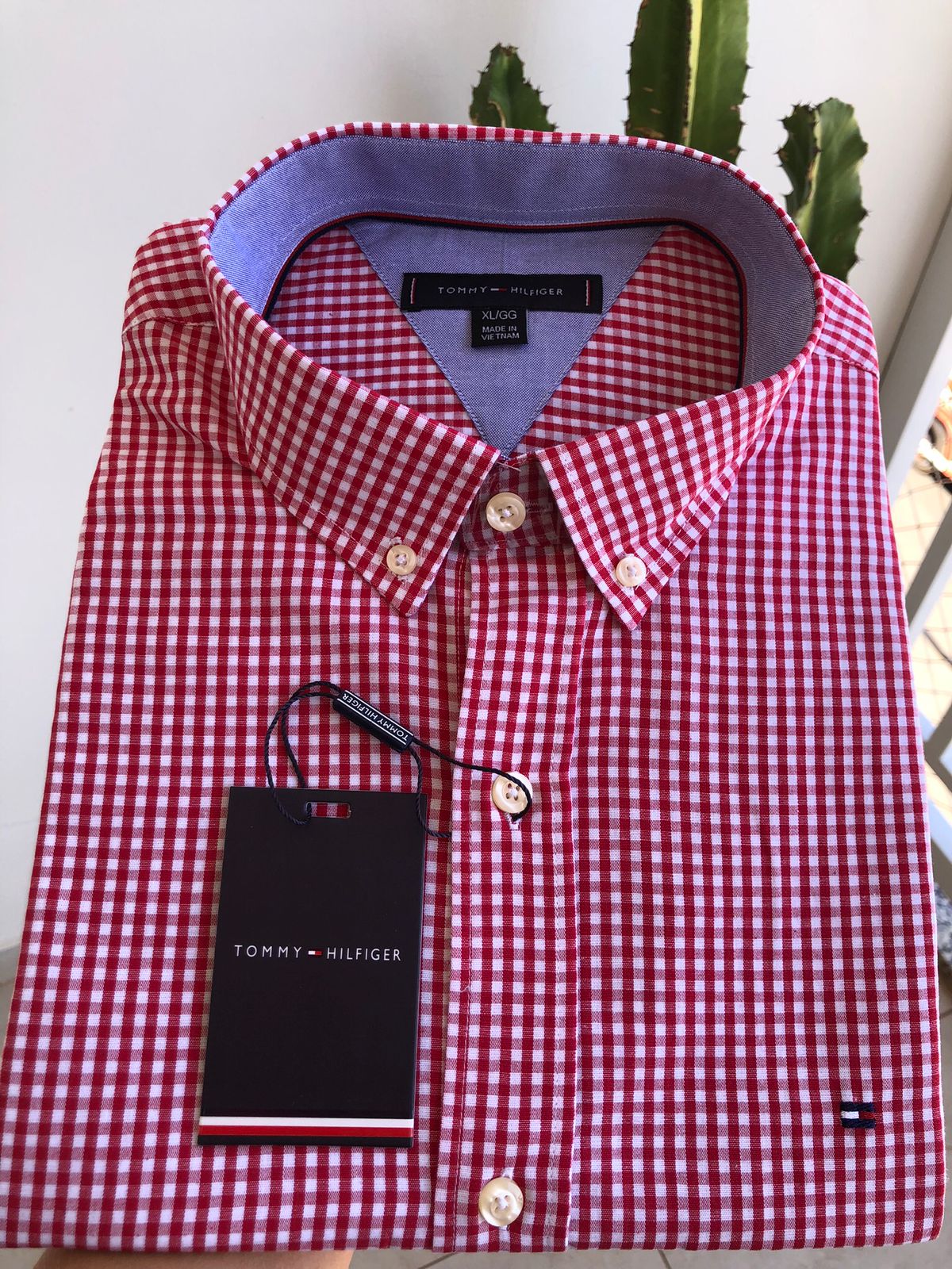 Camisa Manga Curta Vermelha Tommy Hilfiger
