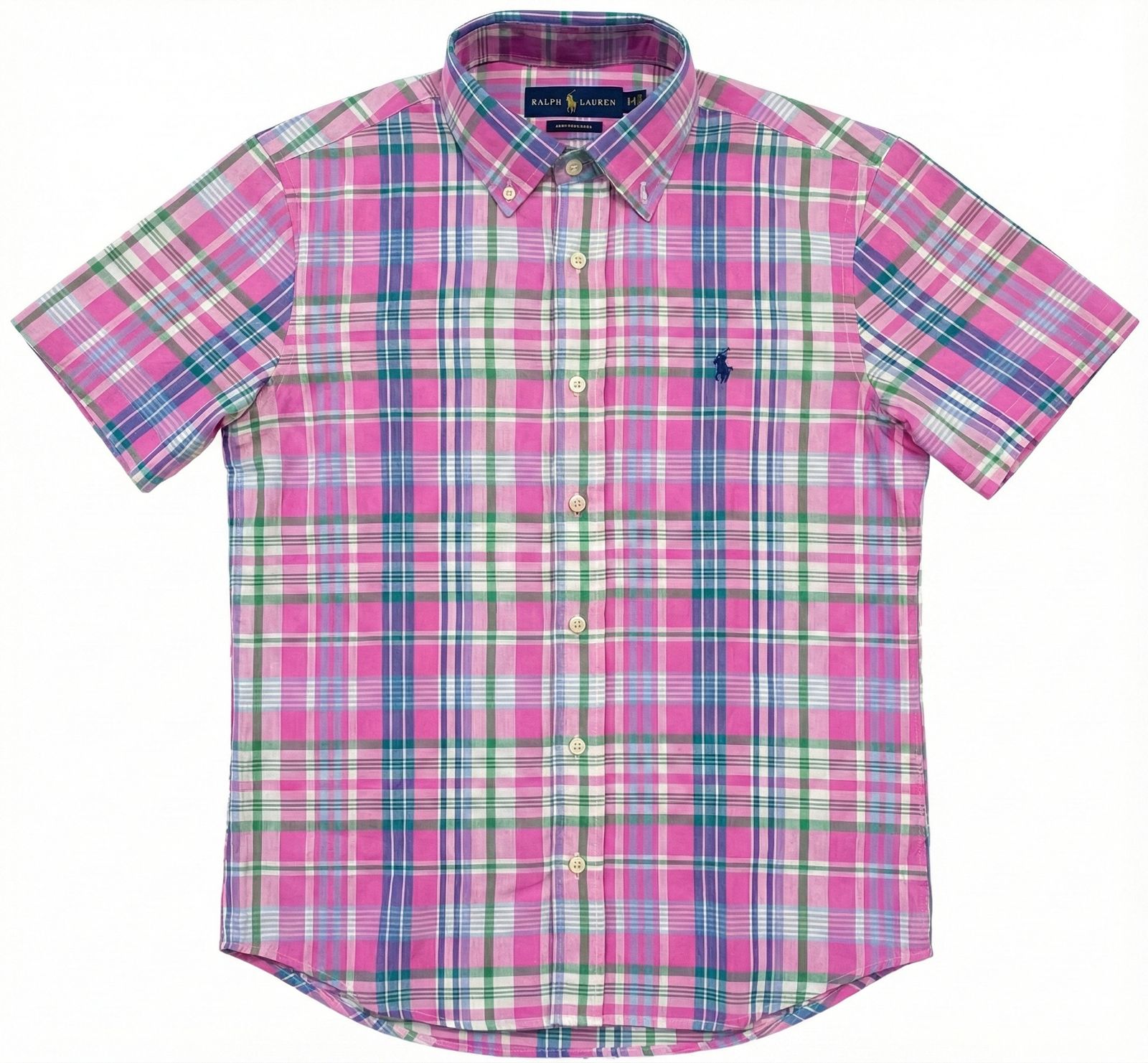 Camisa Manga Curta Rosa Tecido Oxford Polo Ralph Lauren