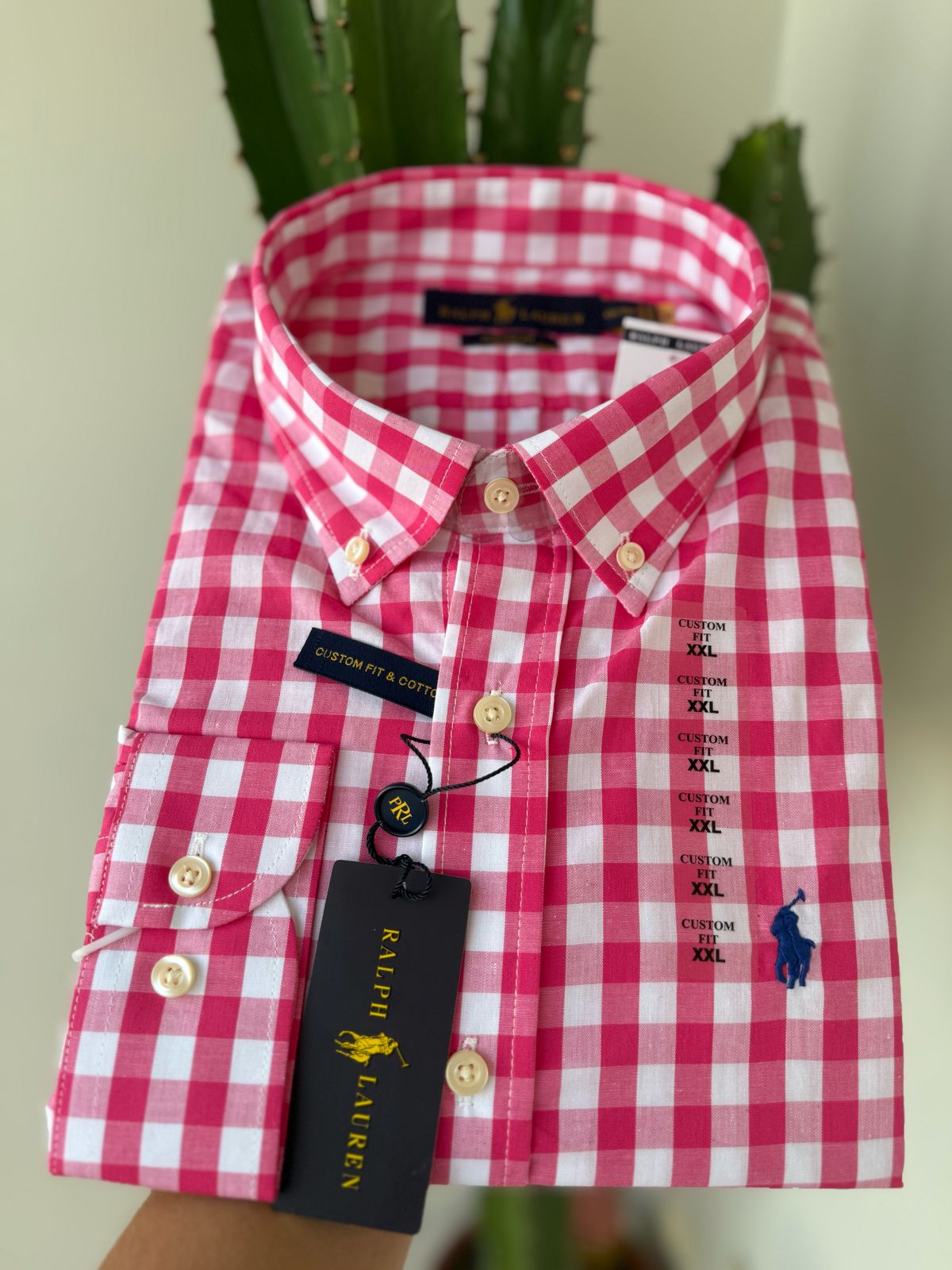 Camisa Manga Longa Xadrez Rosa Polo Ralph Lauren