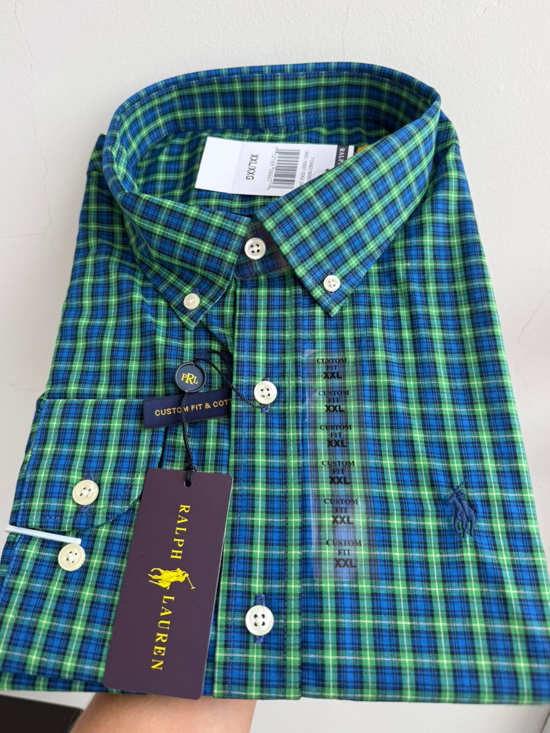 Camisa Manga Longa Polo Ralph Lauren Verde e Azul