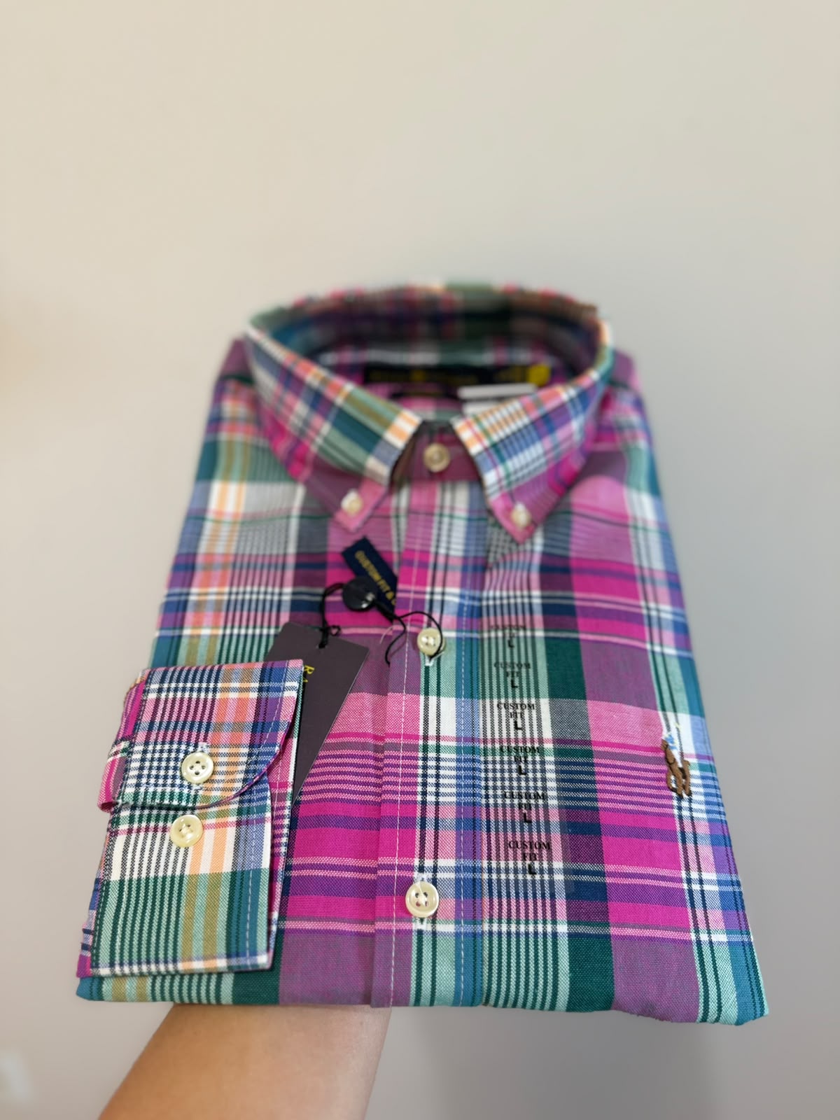 Camisa Manga Longa Xadrez Americano Polo Ralph Lauren Verde e Rosa